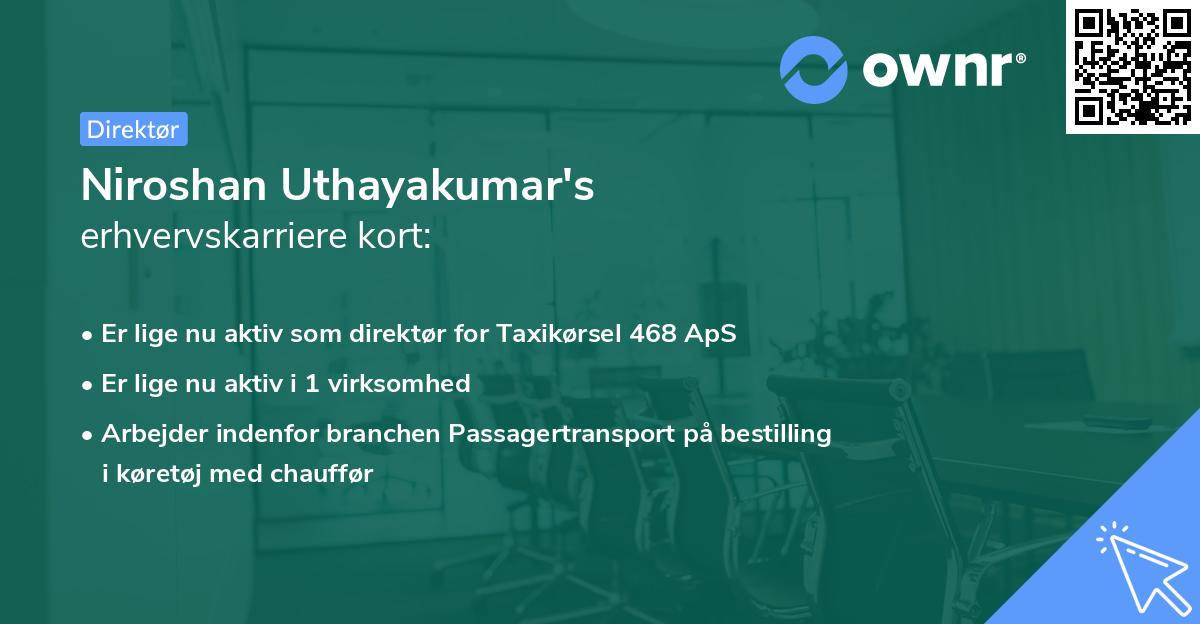 Niroshan Uthayakumar's erhvervskarriere kort