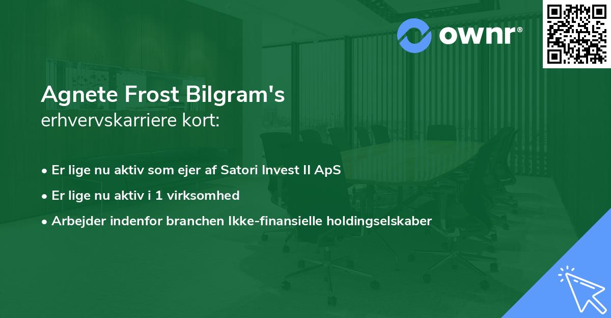 Agnete Frost Bilgram's erhvervskarriere kort