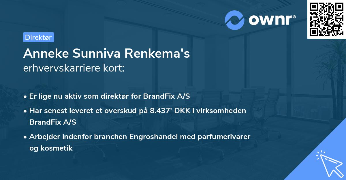 Anneke Sunniva Renkema's erhvervskarriere kort