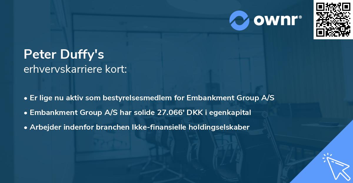 Peter Duffy's erhvervskarriere kort