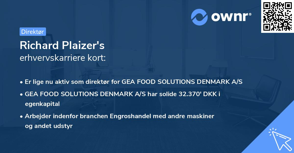 Richard Plaizer's erhvervskarriere kort