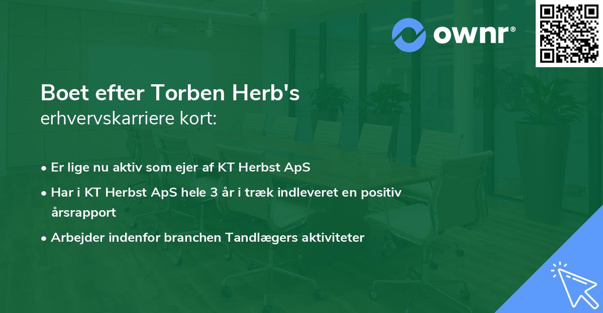 Boet efter Torben Herb's erhvervskarriere kort
