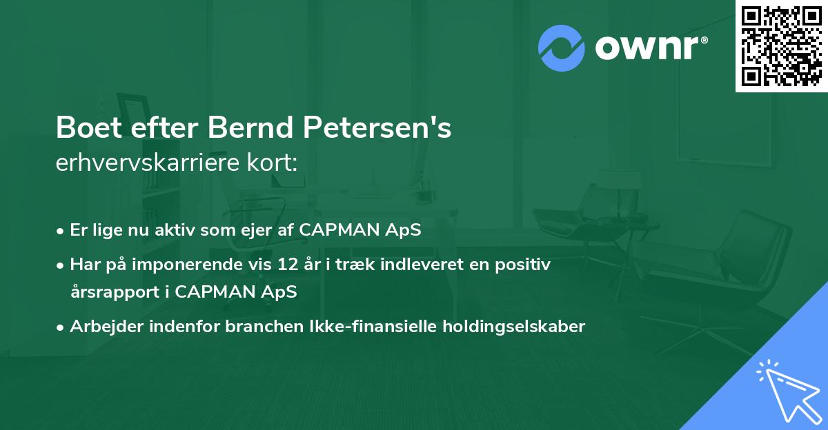 Boet efter Bernd Petersen's erhvervskarriere kort