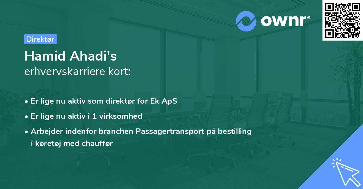 Hamid Ahadi's erhvervskarriere kort