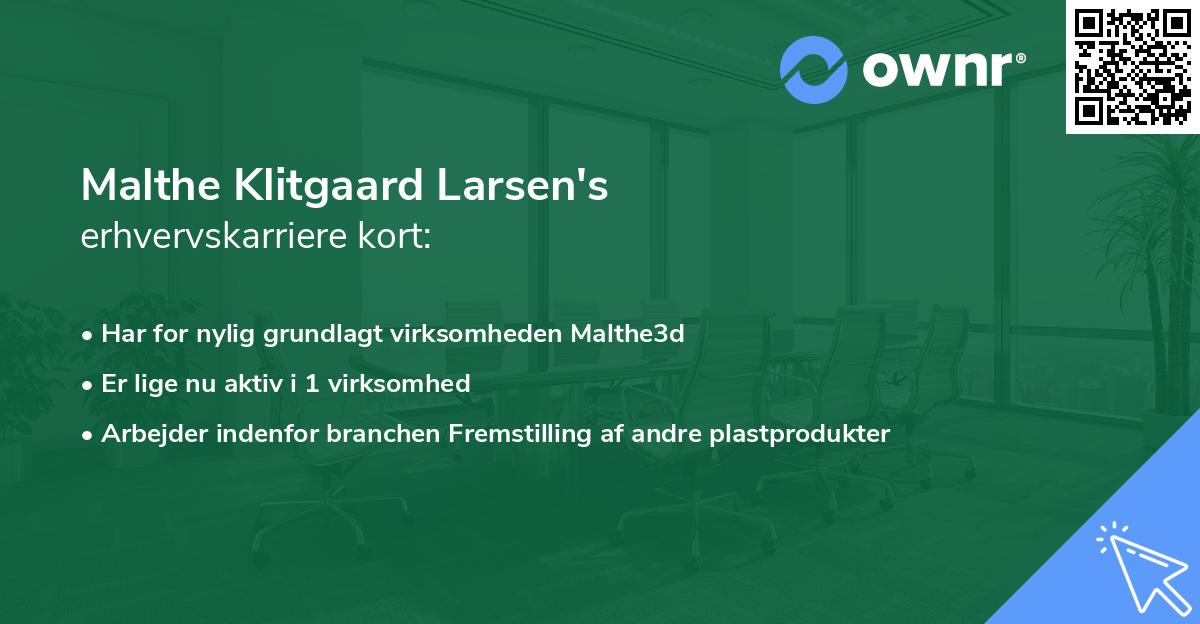 Malthe Klitgaard Larsen's erhvervskarriere kort