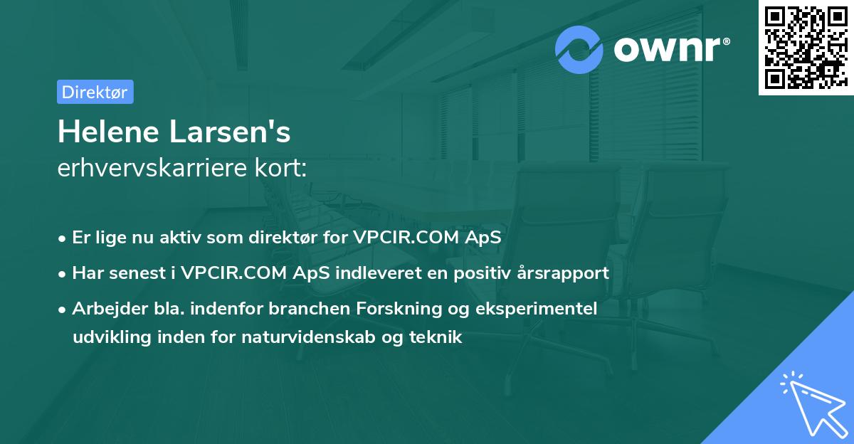 Helene Larsen's erhvervskarriere kort