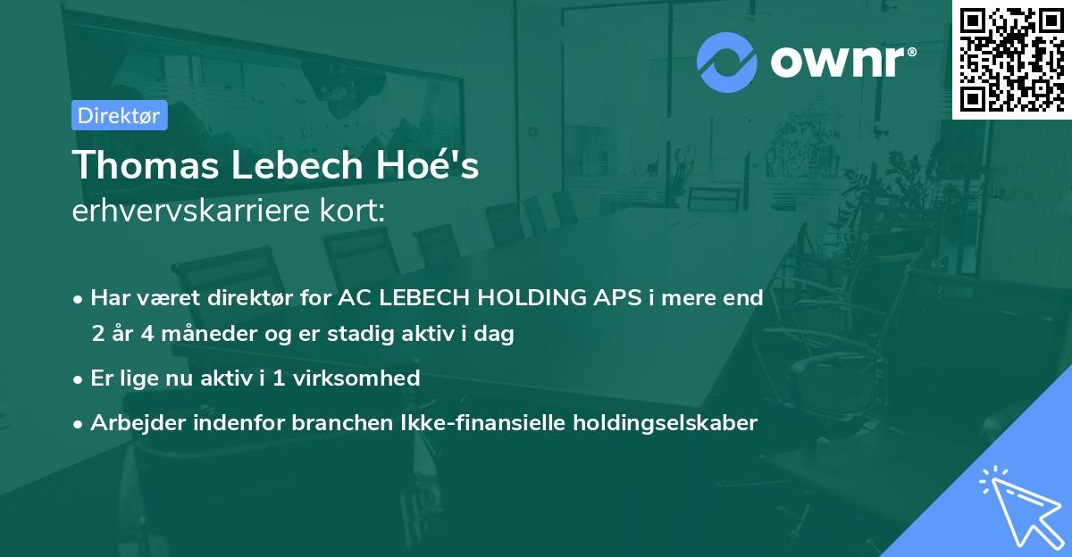 Thomas Lebech Hoé's erhvervskarriere kort