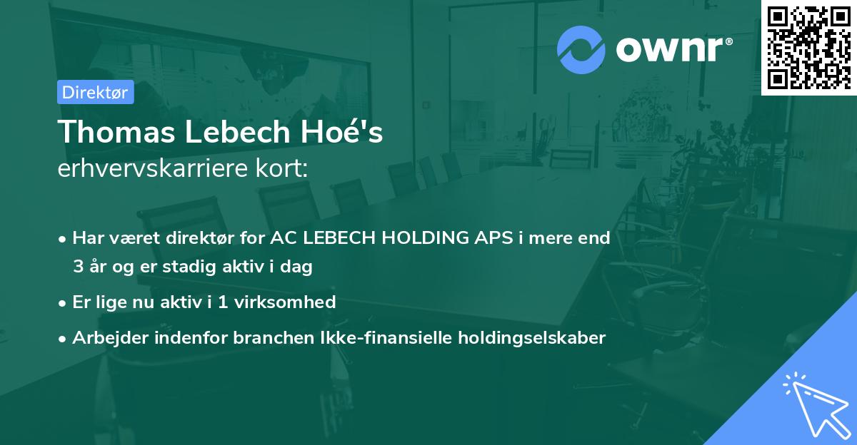 Thomas Lebech Hoé's erhvervskarriere kort