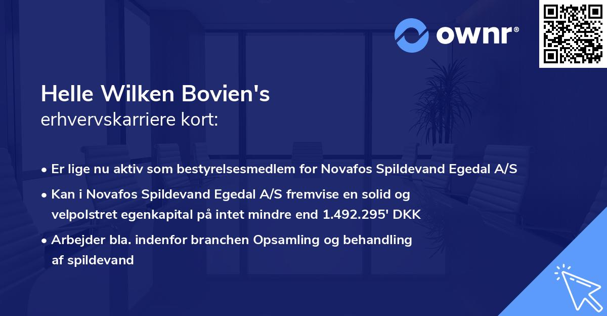 Helle Wilken Bovien's erhvervskarriere kort