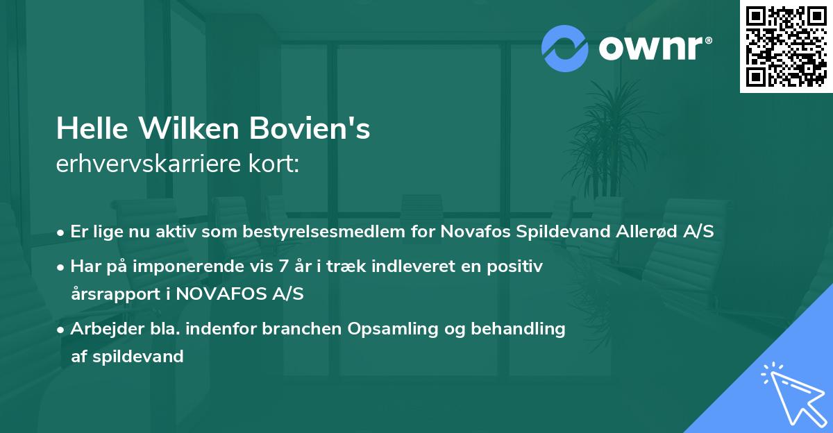 Helle Wilken Bovien's erhvervskarriere kort