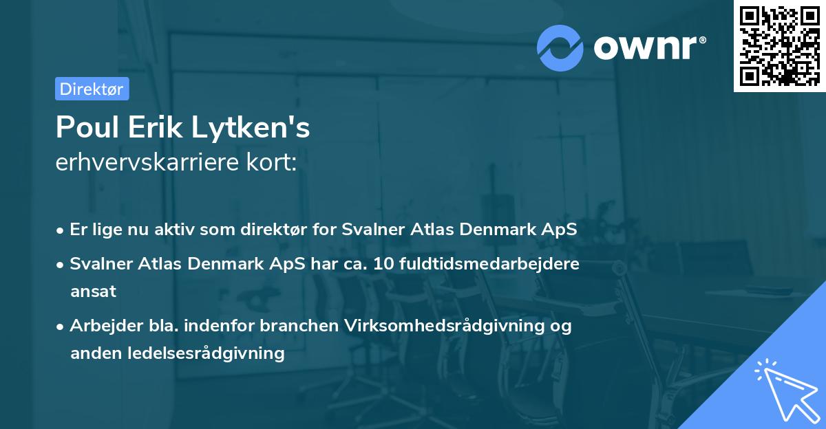 Poul Erik Lytken's erhvervskarriere kort