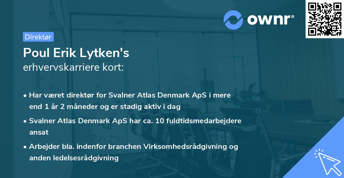 Poul Erik Lytken's erhvervskarriere kort