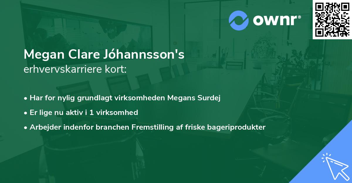 Megan Clare Jóhannsson's erhvervskarriere kort