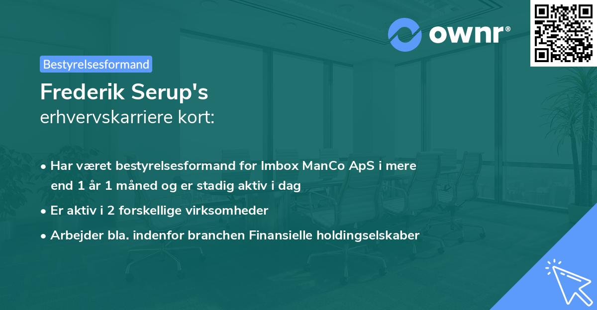Frederik Serup's erhvervskarriere kort
