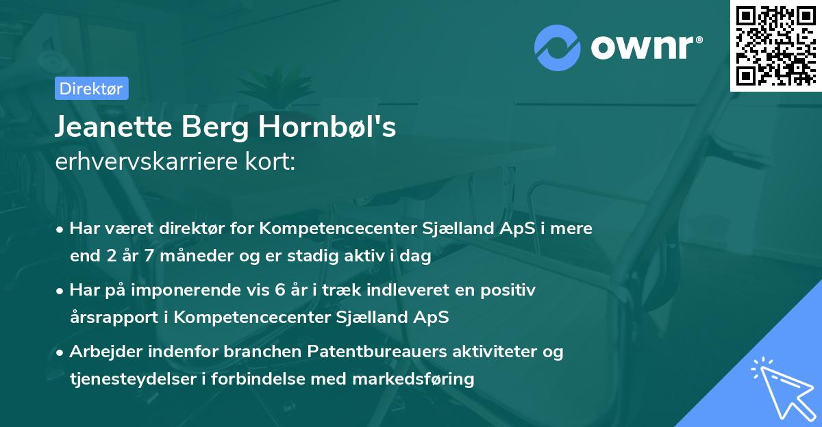 Jeanette Berg Hornbøl's erhvervskarriere kort