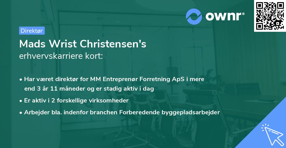 Mads Wrist Christensen's erhvervskarriere kort