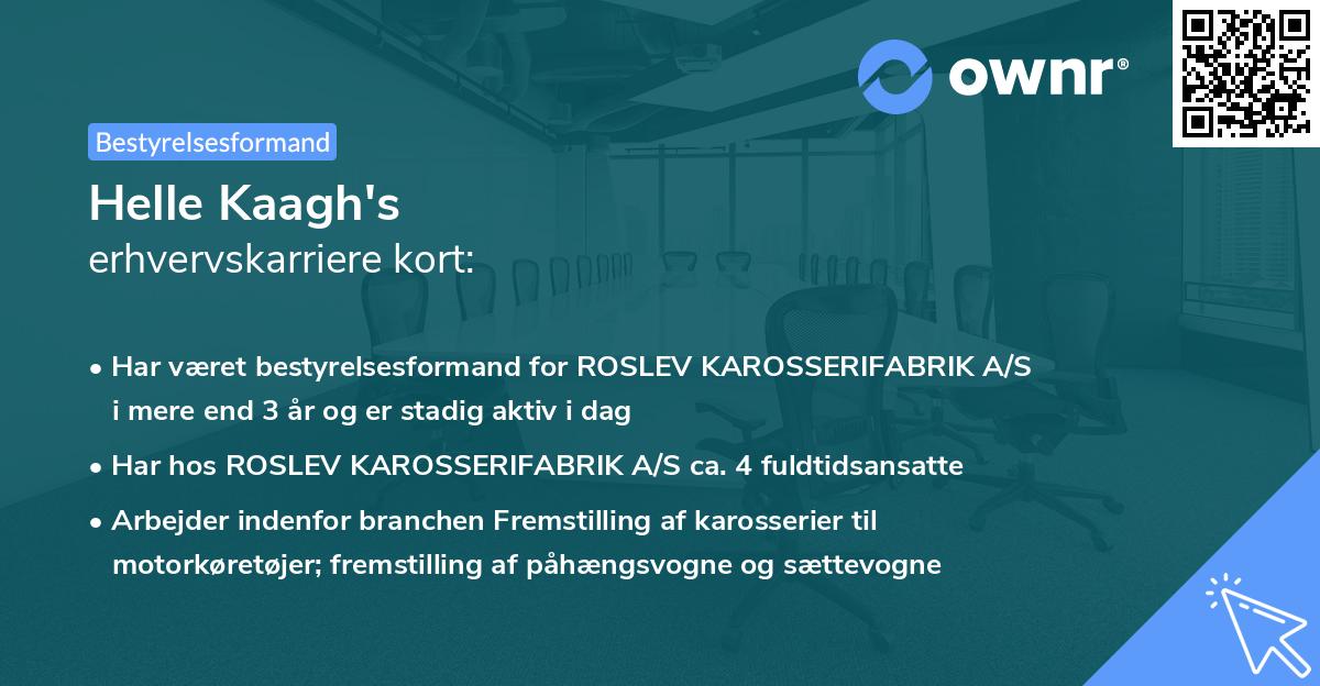 Helle Kaagh's erhvervskarriere kort