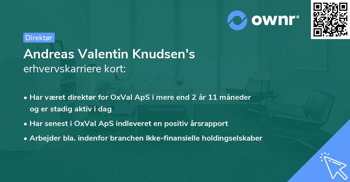 Andreas Valentin Knudsen's erhvervskarriere kort