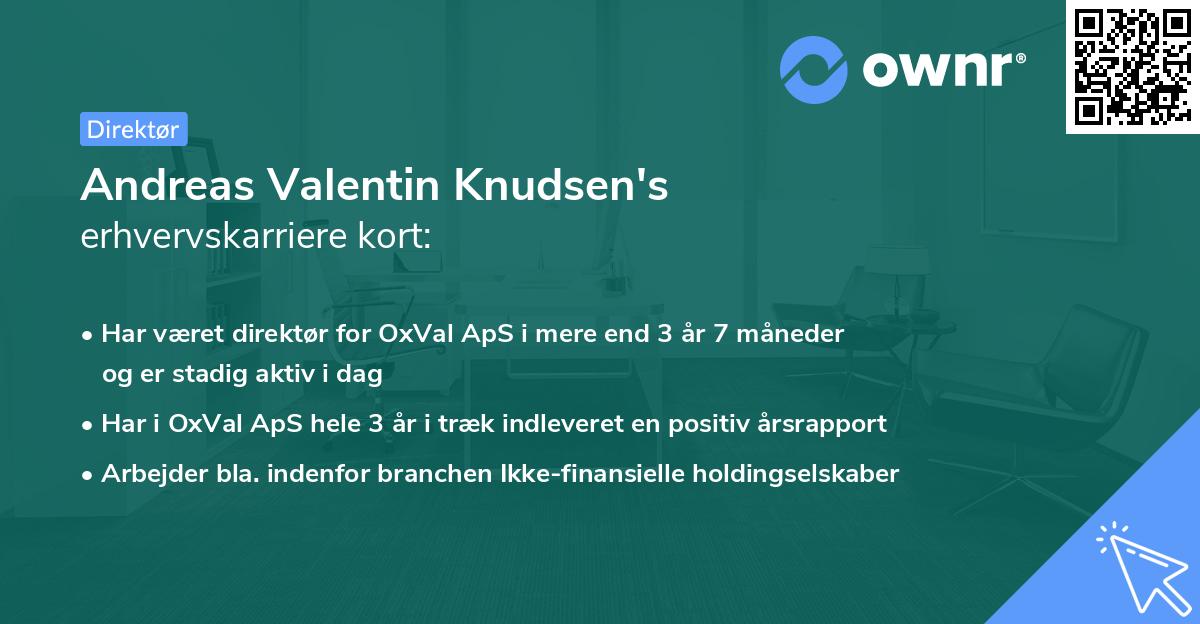 Andreas Valentin Knudsen's erhvervskarriere kort