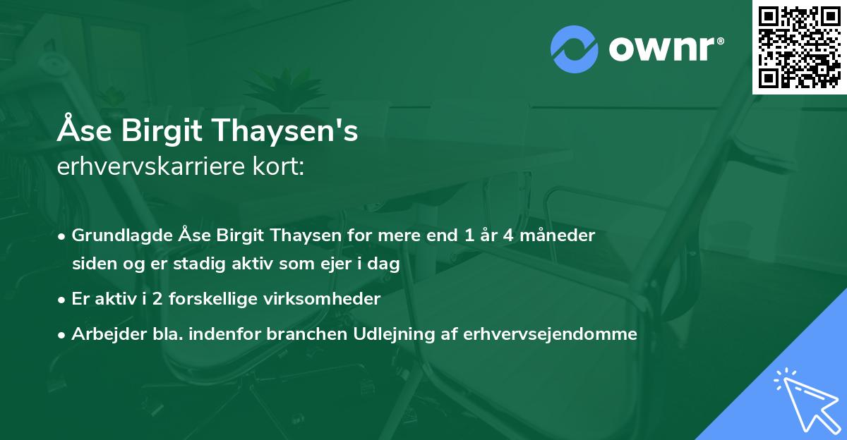 Åse Birgit Thaysen's erhvervskarriere kort