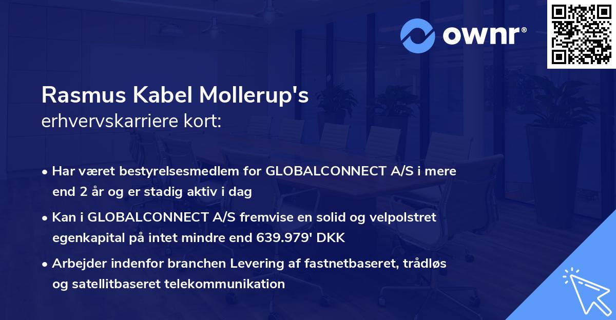 Rasmus Kabel Mollerup's erhvervskarriere kort