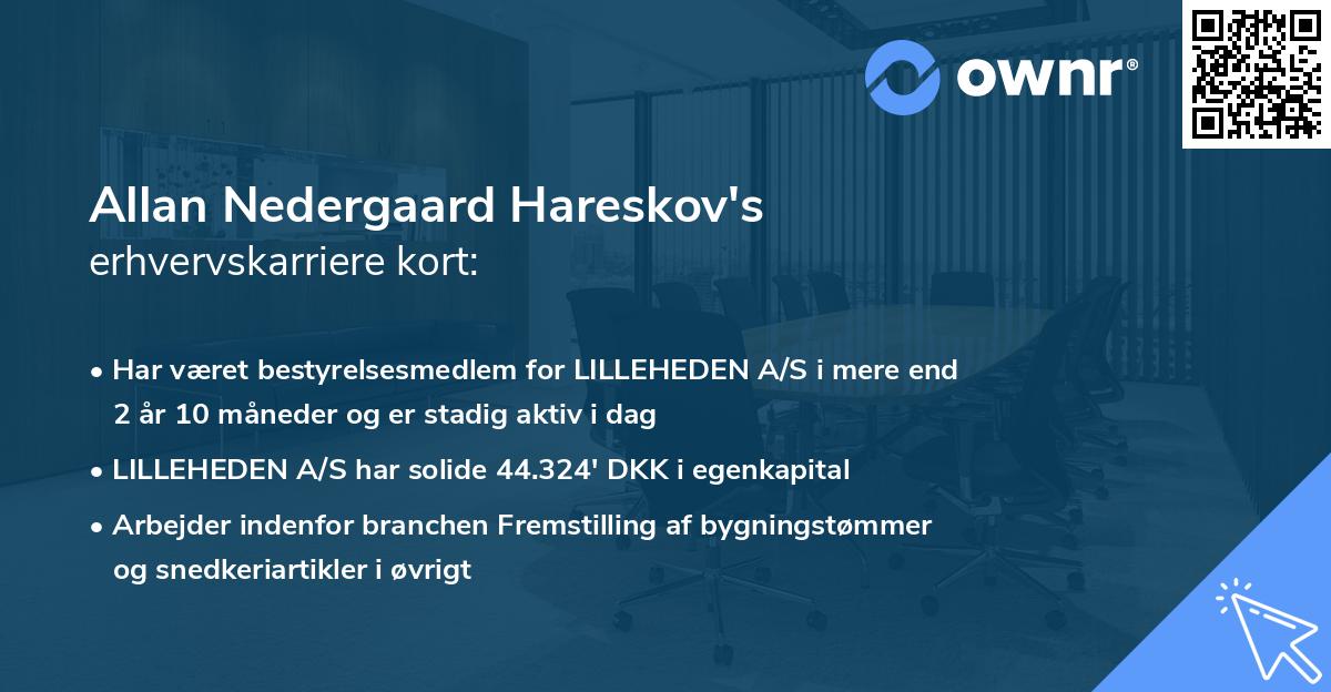 Allan Nedergaard Hareskov's erhvervskarriere kort