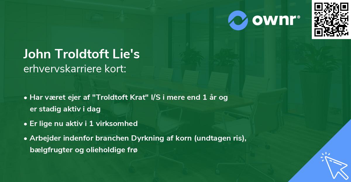 John Troldtoft Lie's erhvervskarriere kort