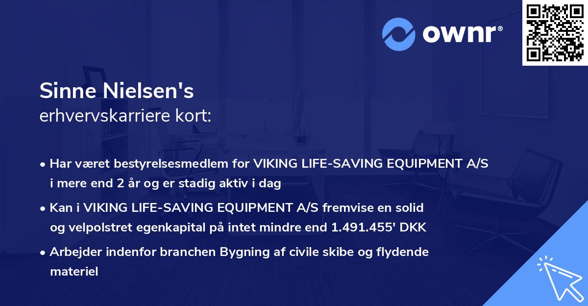 Sinne Nielsen's erhvervskarriere kort