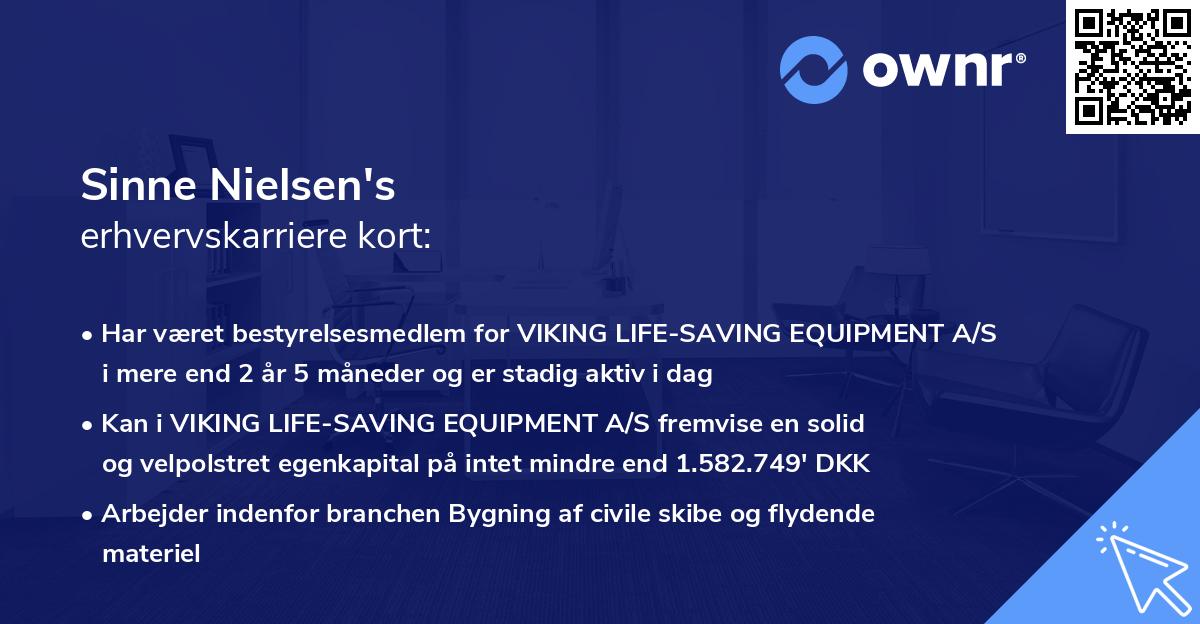 Sinne Nielsen's erhvervskarriere kort