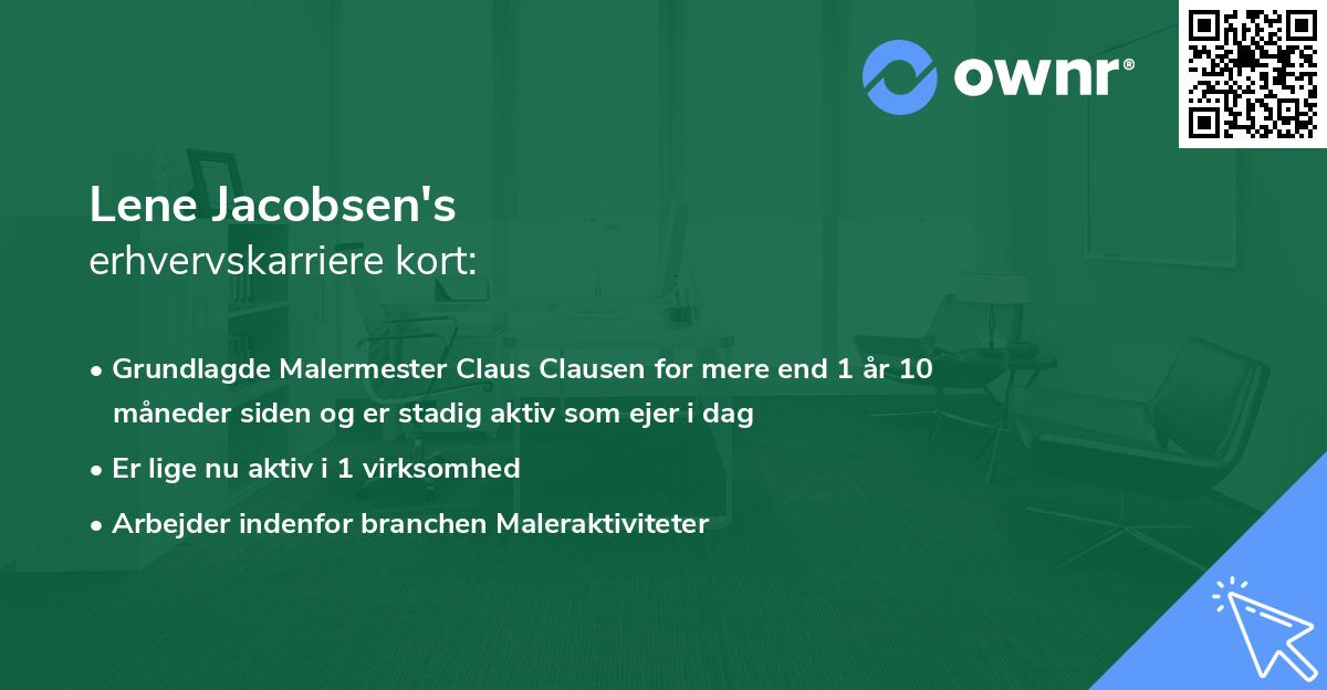 Lene Jacobsen's erhvervskarriere kort