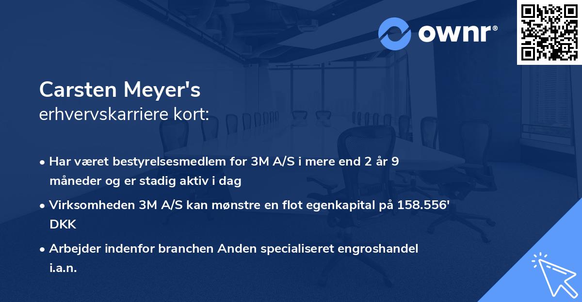 Carsten Meyer's erhvervskarriere kort