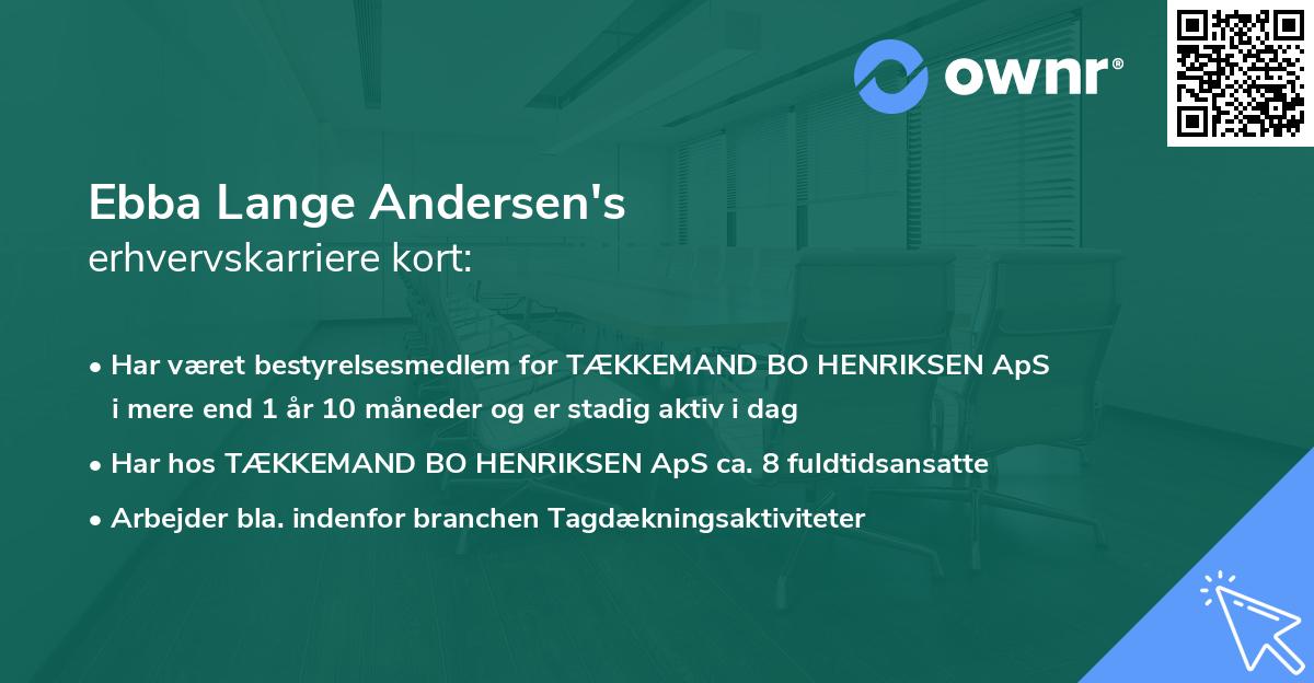 Ebba Lange Andersen's erhvervskarriere kort
