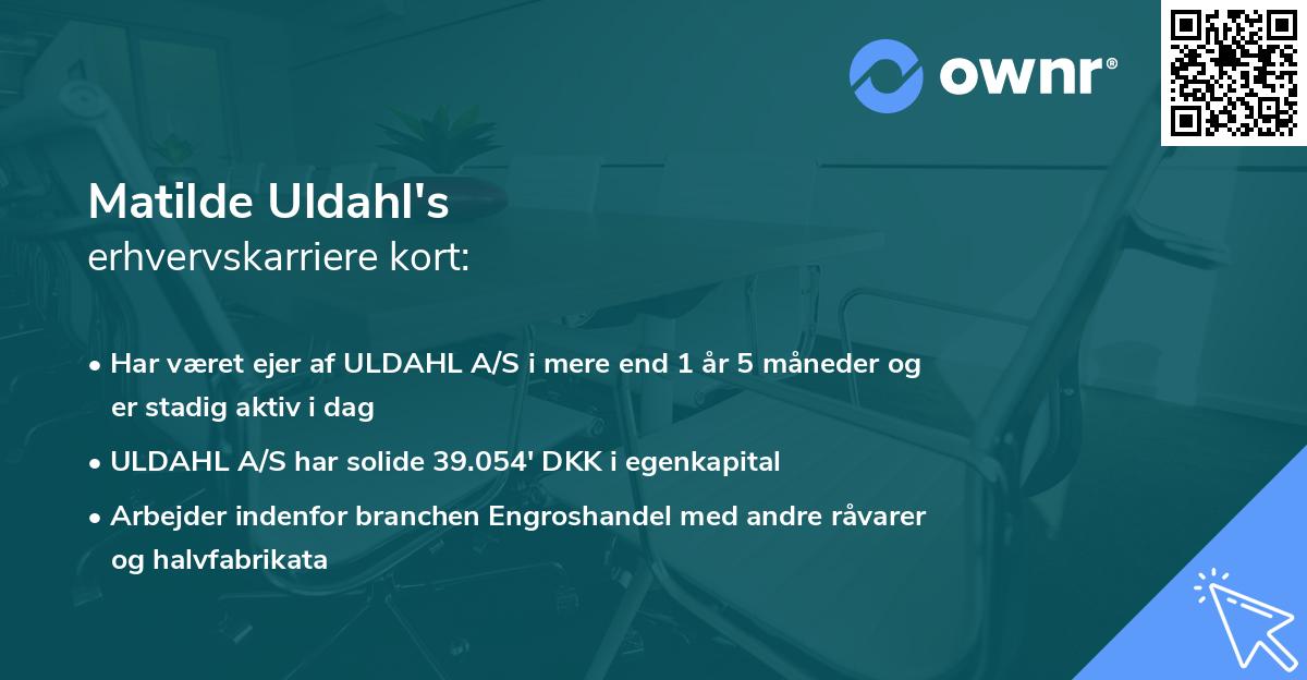 Matilde Uldahl's erhvervskarriere kort