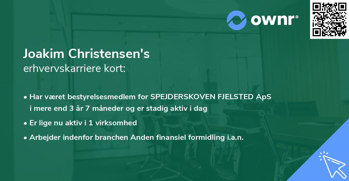 Joakim Christensen's erhvervskarriere kort