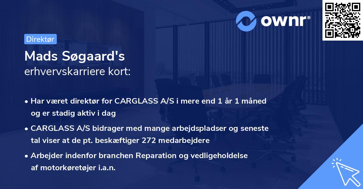 Mads Søgaard's erhvervskarriere kort