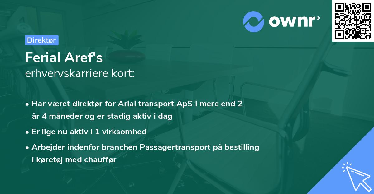 Ferial Aref's erhvervskarriere kort