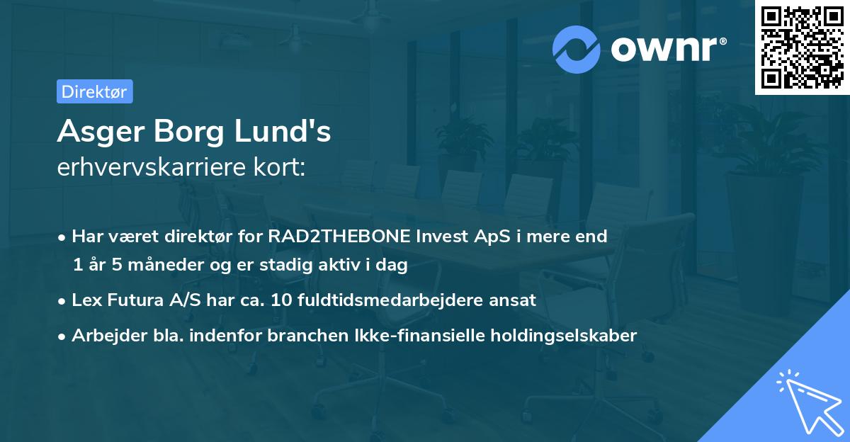 Asger Borg Lund's erhvervskarriere kort