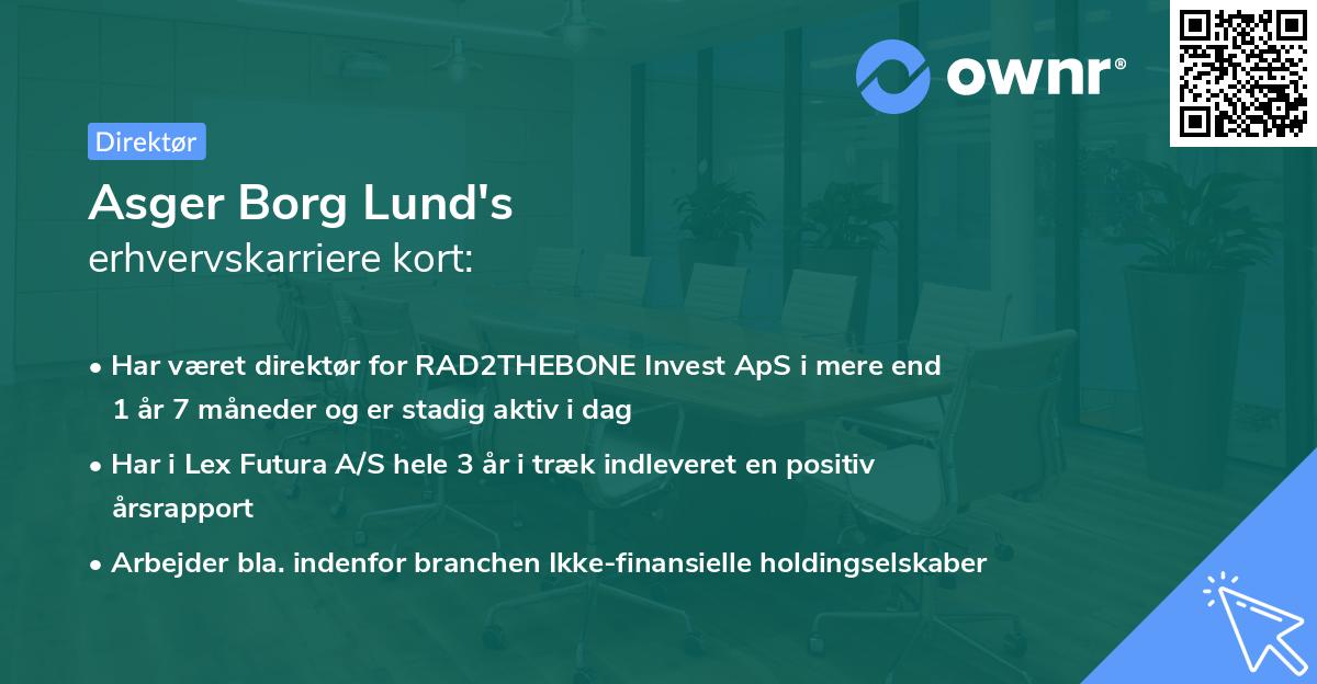 Asger Borg Lund's erhvervskarriere kort