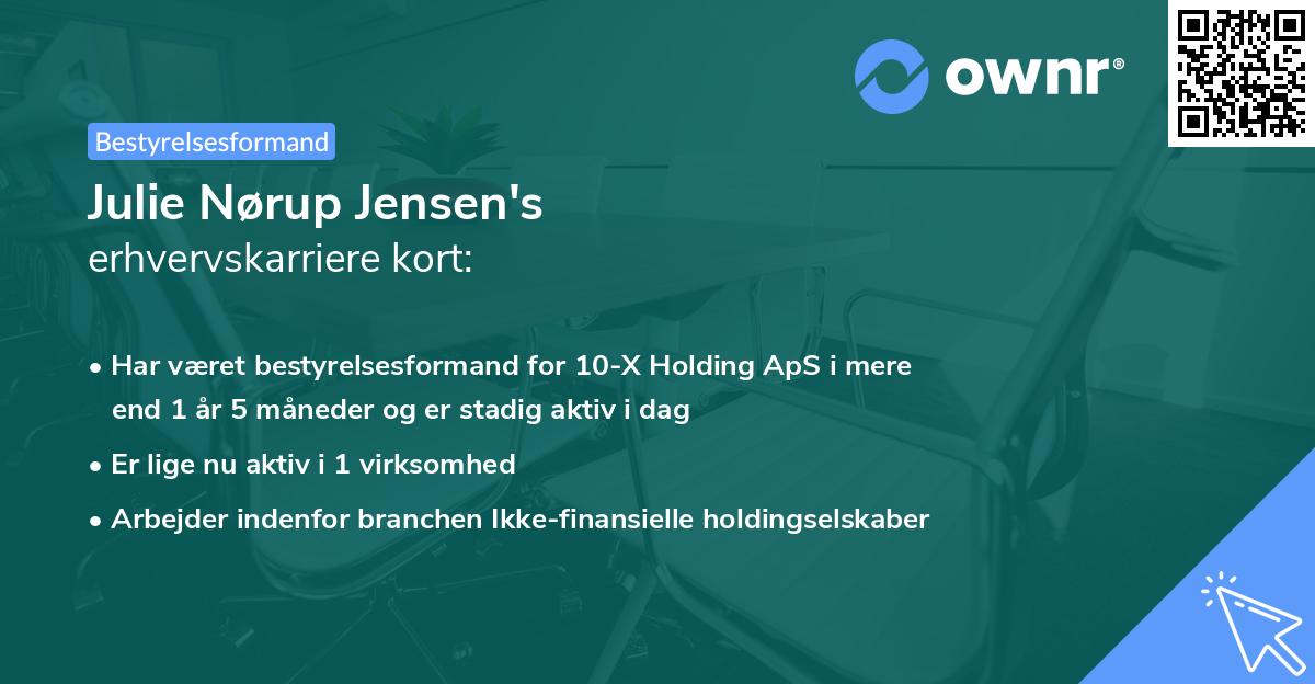 Julie Nørup Jensen's erhvervskarriere kort