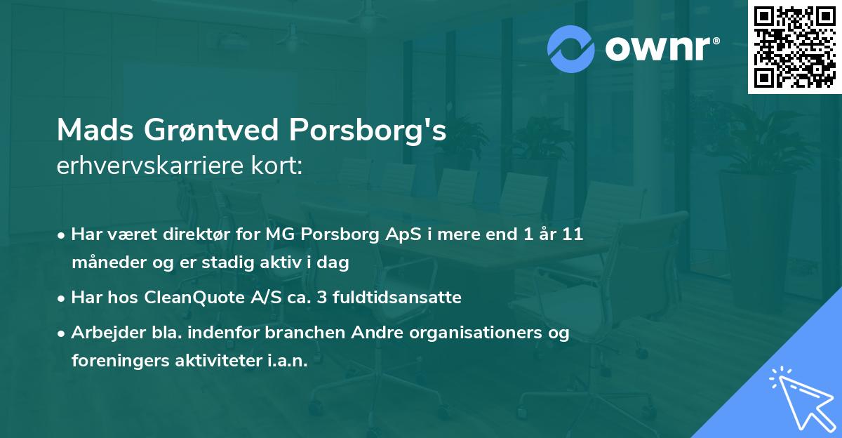 Mads Grøntved Porsborg's erhvervskarriere kort