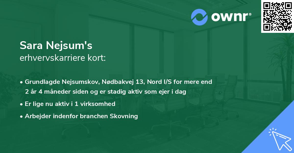 Sara Nejsum's erhvervskarriere kort