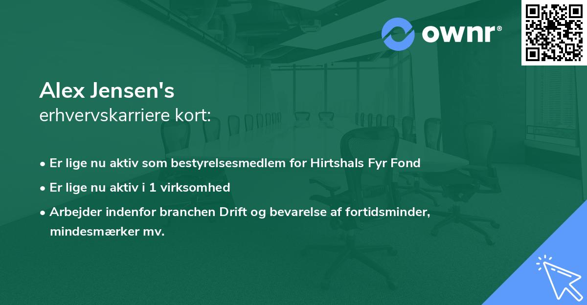 Alex Jensen's erhvervskarriere kort