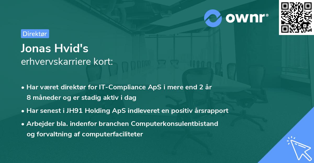 Jonas Hvid's erhvervskarriere kort