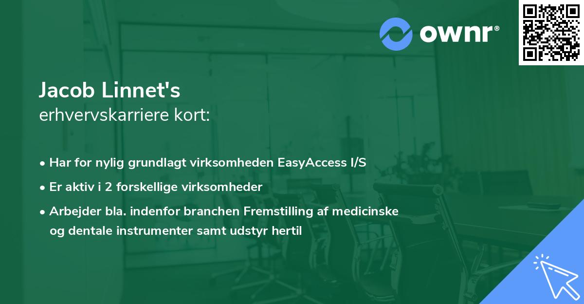 Jacob Linnet's erhvervskarriere kort