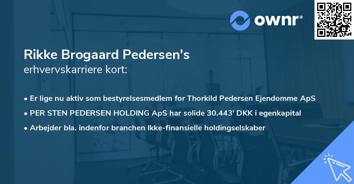 Rikke Brogaard Pedersen's erhvervskarriere kort