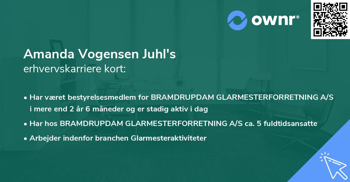 Amanda Vogensen Juhl's erhvervskarriere kort