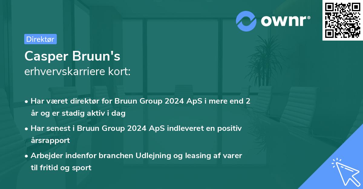 Casper Bruun's erhvervskarriere kort