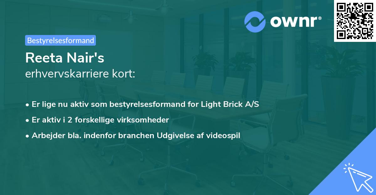 Reeta Nair's erhvervskarriere kort