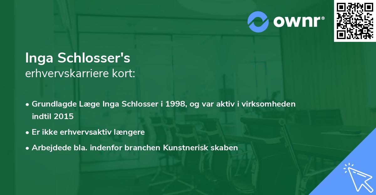 Inga Schlosser's erhvervskarriere kort
