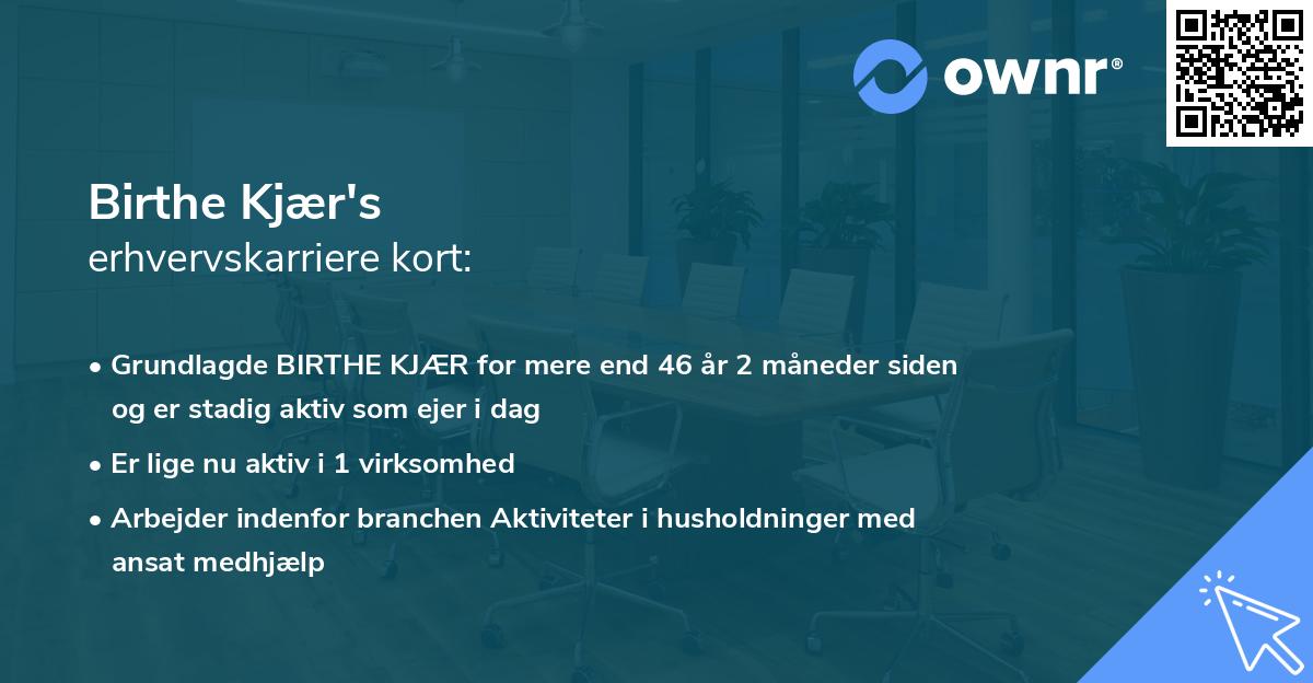 Birthe Kjær's erhvervskarriere kort